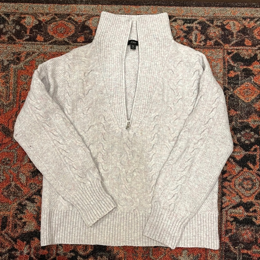 J. Crew womens light purple/gray wool-blend quarter zip sweater size XS